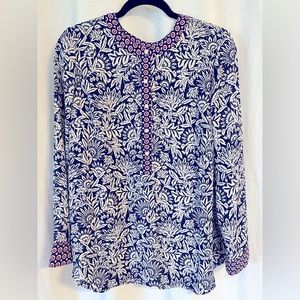 Talbots NWOT long sleeve sheer half button up shirt. Size large.